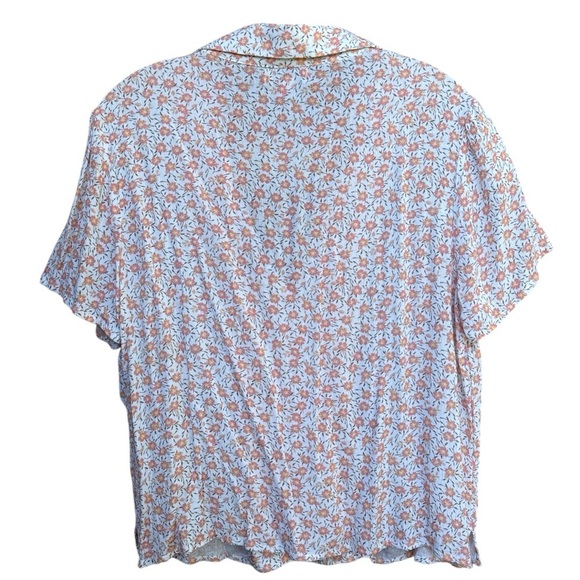 Bloomfield pink peach floral boxy cropped short sleeve button down top size XL - Picture 2 of 6